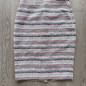 The Limited Geometric Patterned Pencil Skirt